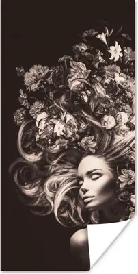Produktbild von MuchoWow® Poster Blumen - Frau - Natur 60x120 cm - Wandschmuck