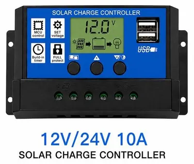 Immagine prodotto di Regolatore di carica solare con display LCD e porta USB da 5V, 20A, 12-24V, tecnologia PWM, modello 2025