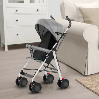 Produktbild von Kinderwagen Buggy Kinderbuggy Sportwagen klein zusammenklappbar Reisebuggy mit Fünf-Punkt-Gurt für ab 6 Monate Grau