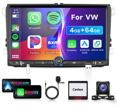 Image de Autoradio de 9 pouces pour VW Golf 5/6, Polo, Passat, Skoda Touran, Tiguan, avec Carplay et Android Auto sans fil