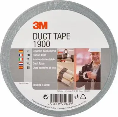 Immagine prodotto di nastro adesivo in tessuto 3M Scotch 1900, 50 mm x 50 m, argento conformabile, con tessuto rivestito di polietilene (19005050)