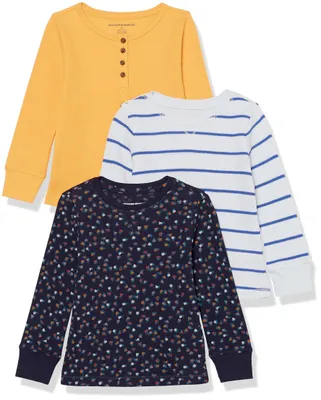 Image de A. Essentials : Lot de 3 t-shirts thermiques à manches longues pour filles, en maille, couleur jaune