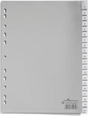 Image de DURABLE Index A4 20 part. scellées en PP, Gris, 644310