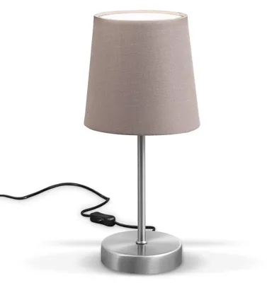 Image de B.K.Licht Lampe de table LED avec abat-jour textile 308x100mm ronde 1xE14 max 25W lumière blanche chaude taupe nickel mat lampe bureau chevet salon