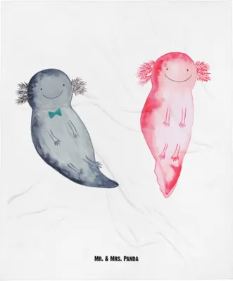 Produktbild von Mr. & Mrs. Panda Babydecke Axolotl Freundin - Weiß - Geschenk, Plaid, Fleecedecke, Kinderdecke, Liebe, Verliebt, Erstlingsdecke, Valentinstag, Schlummerdecke