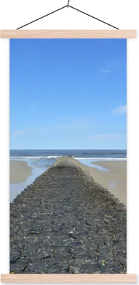 Produktbild von MuchoWow® Textilposter Nordsee - Strand - Wasser 60x120 cm mit holzfarbenen Rahmen - Holz