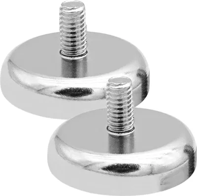 Produktbild von Neodym-Magnete Ø 48 mm - 2 Stück mit M8 Gewinde - 85 kg Haltekraft - runde Neodym-Magnete mit Gewinde - extra starke Magnete für Schrauben, Ösen oder Haken.