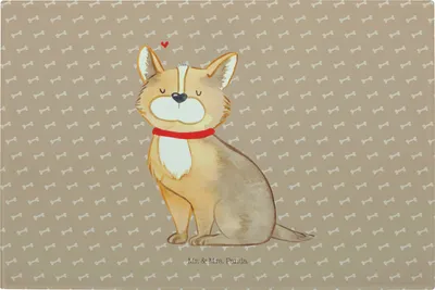 Produktbild von Mr. & Mrs. Panda Schneidplatte Hund Glück - Hundeglück - Geschenk, Corgie, Schneidebrett Glas, Schneideplatte, Frühstücksbrett, Hackbrett, Herz, Liebe, Servierplatte