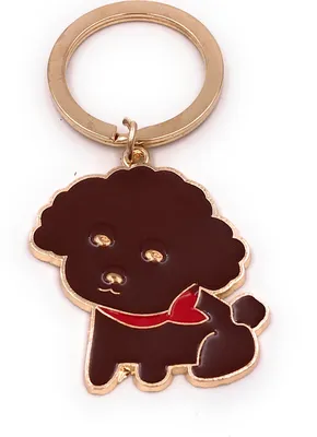 Produktbild von Onwomania Schlüsselanhänger Hund Haustier Vierbeiner flauschig braun gold Anhänger Keychain