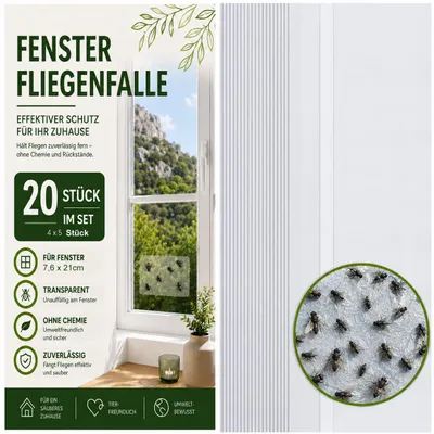 Produktbild von 20x Fliegenfalle Fenster Fliegenfänger Klebefalle Fruchtfliege Giftfrei Falle