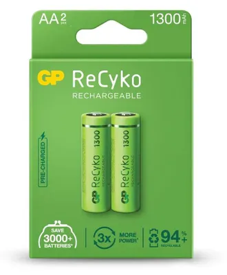 Obrázok produktu pre GP ReCyko, nabíateľné batérie AA, 1300 mAh, 2 kusy