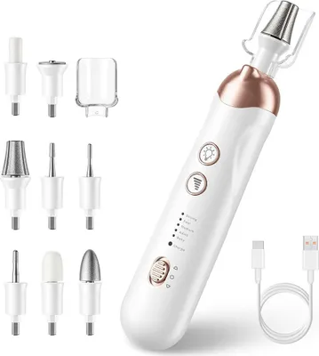 Produktbild von Maniküre Set, Elektrische Nagelfeile, 9 in 1 Maniküre und Pediküre Set, mit 5 Geschwindigkeiten und LED Licht, Nagelhautentferner Elektrisch