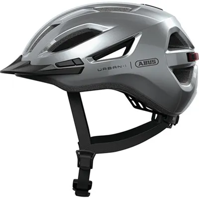 Immagine prodotto di ABUS Urban-I 4.0 city helmet - casco da bici con luce posteriore ricaricabile, 2 modalità di illuminazione, visiera, apertura a codino e chiusura magnetica - per adolescenti, donne e uomini - taglia M, argento