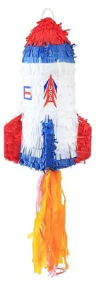 Produktbild von Pinata in Raketenform für Kindergeburtstag Weltraum Party 40 x 27 x 27 cm