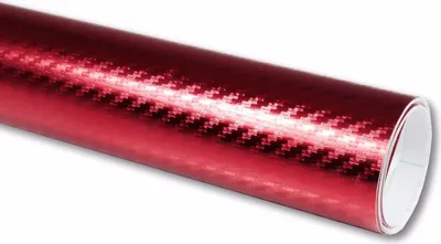 Produktbild von (17,14€/m²) Rapid Teck® Premium Autofolie Chrom Carbon Rot 152 cm Breite Laufmeterware selbstklebende Folie mit Luftkanälen Auto Folie