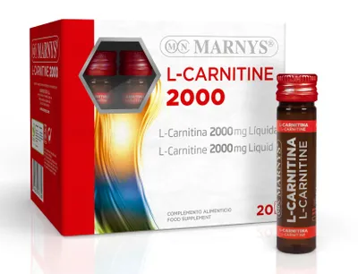 Immagine prodotto di MARNYS® L-Carnitina 2000 - Supporto energetico per il metabolismo e le prestazioni muscolari, 20x11 ml