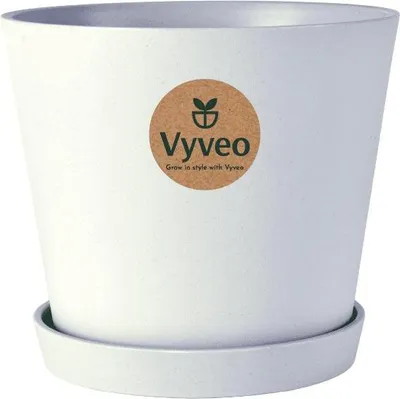 Image de Vyveo - Pot de fleurs Norden avec soucoupe - Gris clair - 15x13