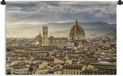 Produktbild von MuchoWow® Wandteppich Wandbehang Italien - Sonnenuntergang - Florenz 90x60 cm Tapisserie Dekoration Wandtuch - Wandskulpturen - Bildteppich