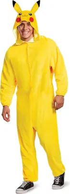 A man wearing a Pikachu costume.