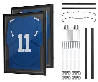 Produktbild von VEVOR 2 x Trikotrahmen 590 x 795 mm, Holz-Trikot-Bilderrahmen mit PC-Platte und 98 % UV-Schutz, Objektrahmen mit Aufhänger & Magnetverschluss für Baseball-, Basketball-, Football- und Hockeytrikots