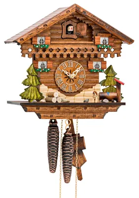 Produktbild von Cuco Clock Kuckucksuhr Schwarzwalduhr "Schwarzwaldhäuschen" 17 x 27 x 27cm Wanduhr aus Holz, 1 - Tage Werk, manuelle Nachtabschaltung