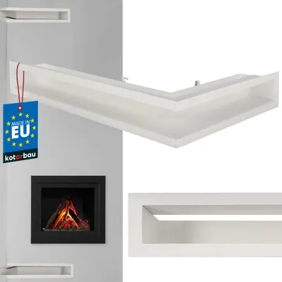 Produktbild von KOTARBAU® Kamin Eckluftleiste Links 60/40 cm Lüftungsgitter Kamingitter Warmluftgitter Abluftgitter pulverbeschichteter Stahl Weiß
