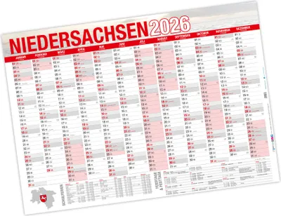 Produktbild von itenga Jahresplaner Niedersachsen 2026 Wandkalender DIN A0 (118,9 x 84,1 cm), 250 g/m²
