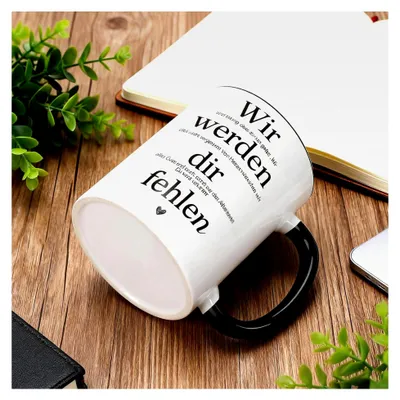 Produktbild von Tasse Abschied Kollege – Lustige Beidseitig Bedruckte Kaffeetasse mit Löffel – Abschiedsgeschenk für Kollegen, Kolleginnen oder Chefs – Hochwertige Keramiktasse, Spülmaschinenfest