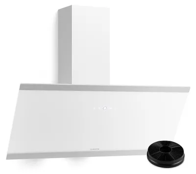 Produktbild von Klarstein Flashline schräge Dunstabzugshaube – 578 m³/h Dunstabzug, Touch-Bedienung, 9 Stufen + Boost, LED-Beleuchtung, Umluft oder Abluft