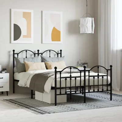 Produktbild von Bettgestell mit Kopf- und Fußteil Metall Schwarz 120x200 cm