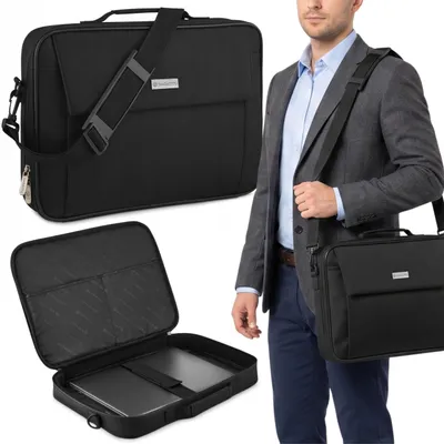 Produktbild von ZAGATTO gepolsterte Laptoptasche für 15,6-Zoll-Laptops, schwarze Umhängetasche, leichte Reißverschlusshülle