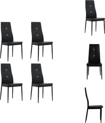Produktbild von vidaXL Esszimmerstühle 4 Stk. Schwarz Kunstleder -  Esszimmerstühle