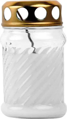 Produktbild von Grablicht "Rille" aus Glas (ca. 24h Brenndauer), Größe: 10,5cm, Farbe: Weiß