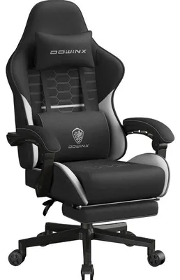 Produktbild von Gaming-Stuhl Stoff, Taschenfederkissen, Massage, Kopfstütze, Fußstütze, ergonomisch H