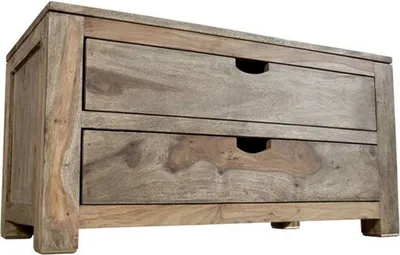Image de MASSIVMOEBEL24 | Petite commode 87x45 Palissandre huilé Gris taupe NATURE GREY #0124