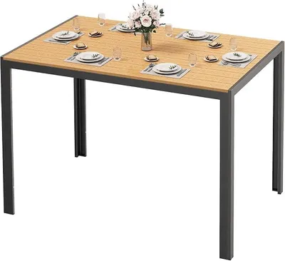 Imagen del producto de Mesa de jardín de 110 x 70 cm, mesa para balcón resistente a la intemperie, color marrón