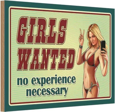 Produktbild von vianmo Holzschild 12x18 cm Pinup Girls wanted no experience Pin Up