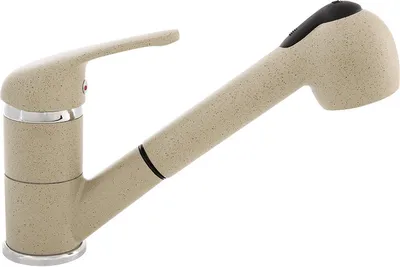Produktbild von Faizee Home Einhebel-Spültischarmatur, ausziehbar, schwenkbar, 2 Strahlarten, Beige, Messing, Maße: H 164 mm, Ausladung 204 mm, Akustikklasse I (max. 20 dB)