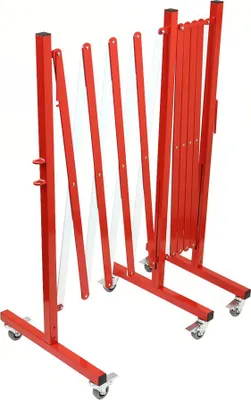 Produktbild von Scherengitter auf Rädern Weiß & Rot 500 cm / folded: 44 cm x  x 950 mm - Weiß & Rot - Steel - In -  & Outdoor - Nutzung - TB - 005 - RW