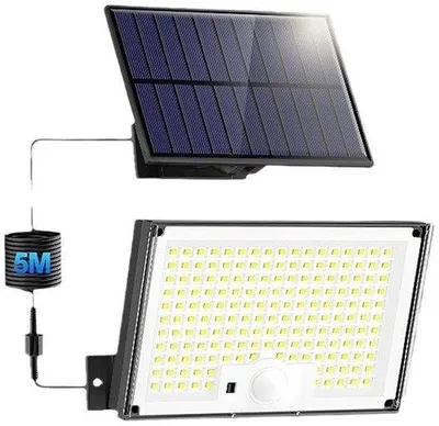 Immagine prodotto di Lampada da esterno a energia solare con sensore di movimento – Impermeabile IP65, illuminazione esterna a energia solare, faretto a LED con cavo per giardino e garage