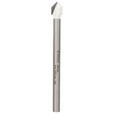 A close-up, studio shot of a single drill bit against a white background.