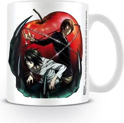 Produktbild von Death Note - Kaffeebecher, Apfel PM1520 (Einheitsgröße) (Weiß/Schwarz/Rot)