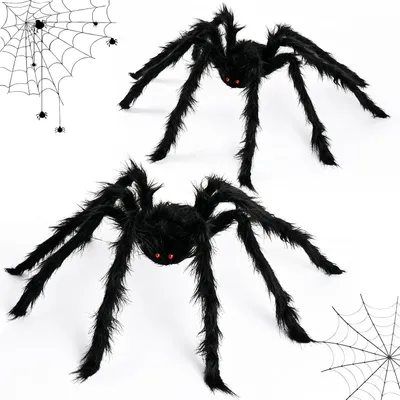 Obrázek produktu pro Sada na Halloween s motivem pavouků, 2 kusy, délky 200 cm a 90 cm, realistická dekorace do zahrady