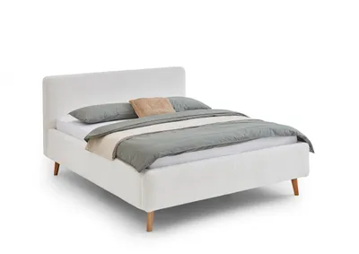 Produktbild von Doppelbett Dalila 160x200cm Teddystoff - weiß