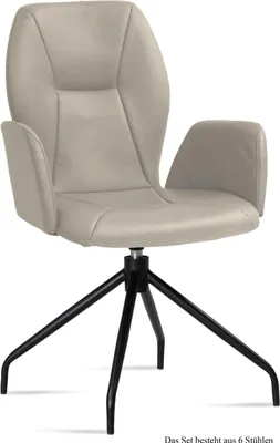 Produktbild von Armlehnstuhl drehbar (6er-Set) Dorett 58x92x60 Schwarz/Natur