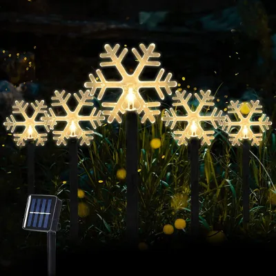 5 Acryl-Weihnachtslichter, batteriebetrieben, LED, warmweiß, Schneeflocken