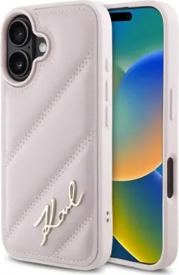 Produktbild von Karl Lagerfeld Gesteppte Signatur Fall für Iphone 16 - Różowe