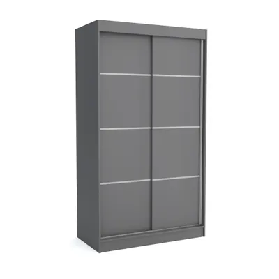 Produktbild von Brent - Kleiderschrank Schiebetüren ROB, Schlafzimmerschrank mit 1 Kleiderstange und Einlegeböden für Kleidung, 100x215x60 cm, ANTHRAZIT