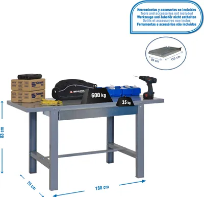 Produktbild von Simonrack Werkbank SIMONWORK BT6 BOX grau 1 Schublade 180,0 x 73,0 x 83,0 cm