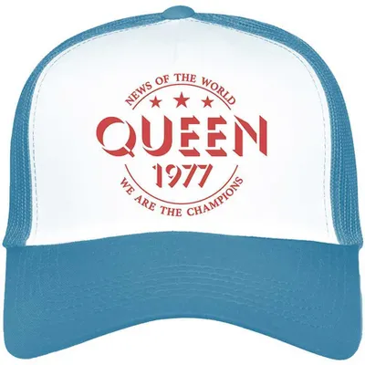 Immagine prodotto di Cappello unisex Queen con retro a rete: Champions 77, Titolo predefinito, Blu e Bianco